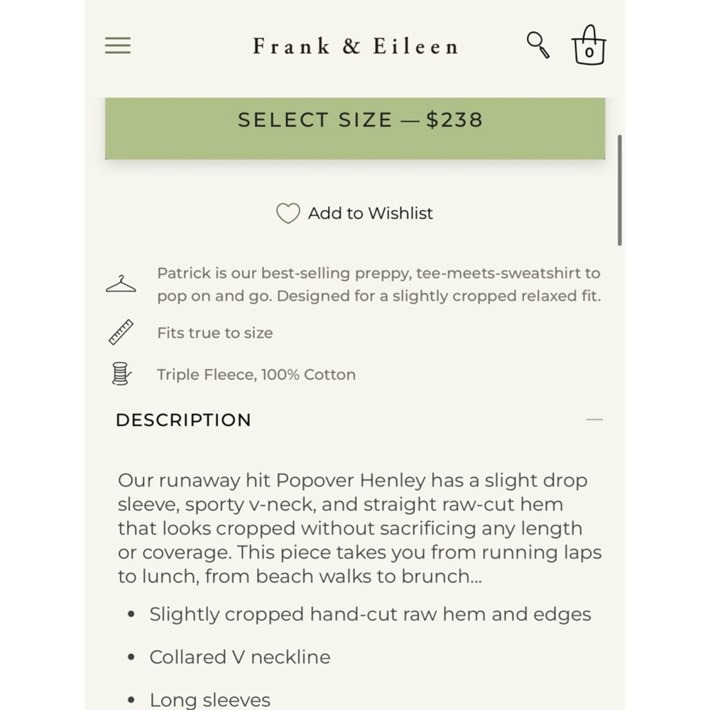 New Frank & Eileen Seafoam Green Triple Fleece Popover Henley Sweatshirt M - Picture 2 of 2